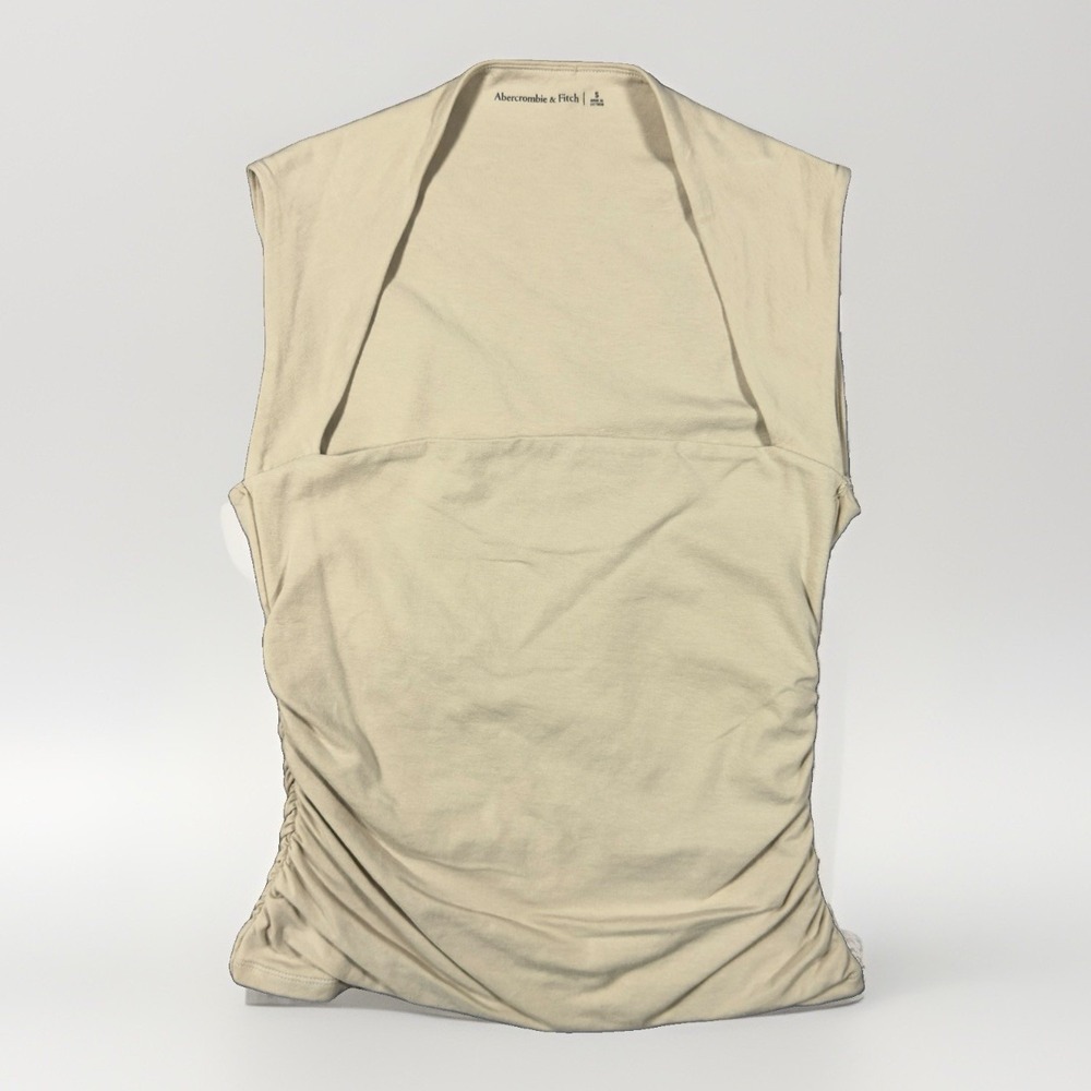 Abercrombie & Fitch Women S Beige Square Neck Ruched Sleeveless Top Stretch